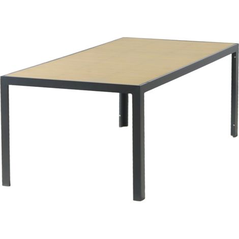Tavolo da giardino 200 cm in alluminio con piano in vetro temperato effetto legno LAGOS