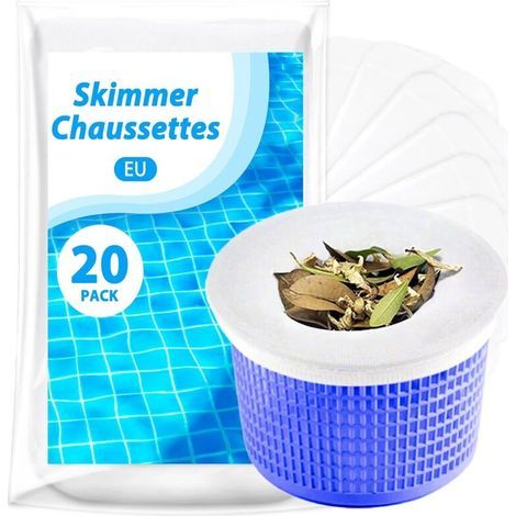 Chaussette Skimmer Piscine 20 Pièce, Chaussette Skimmer Lavable & Réutilisable pour Panier Skimmer, Prefiltre Skimmer Piscine Nylon Élastique, (Convient aux Filtres de 7 à 19 cm) (1/4)
