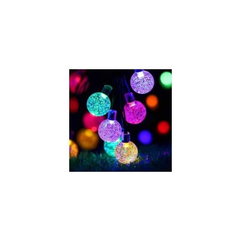 Luci natalizie solari a stringa, 7 m, 50 LED, 8 modalità di illuminazione, luci a stringa impermeabili con sfere di cristallo per Natale, giardino, patio (colorate) - Fei Yu - Crezuo