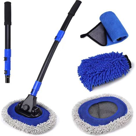 Brosse de lavage auto, manche extensible courbé, balai de lavage auto, outils de nettoyage auto (1/3)