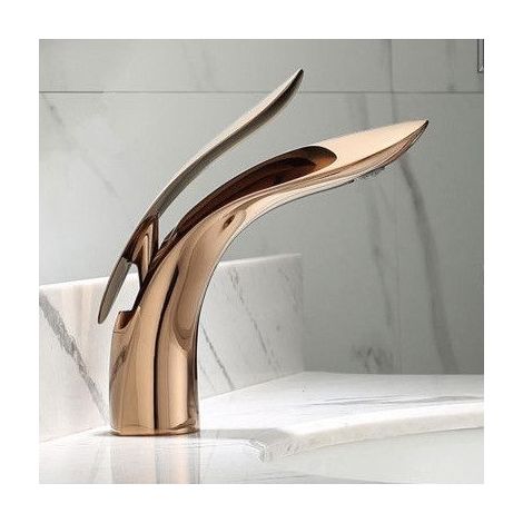 Robinet de baignoire en cuivre pour salle de bain (or rose) (1/3)