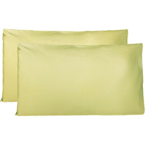 Taie Oreiller 100% Coton 40x70 CM Lot De 2, Taie d'oreiller Rectangulaire 100% Coton avec Fermeture - Vert Pomme (1/5)