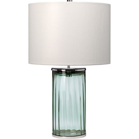 Lampe à poser verre vert nickel, abat-jour blanc Reno (1/5)