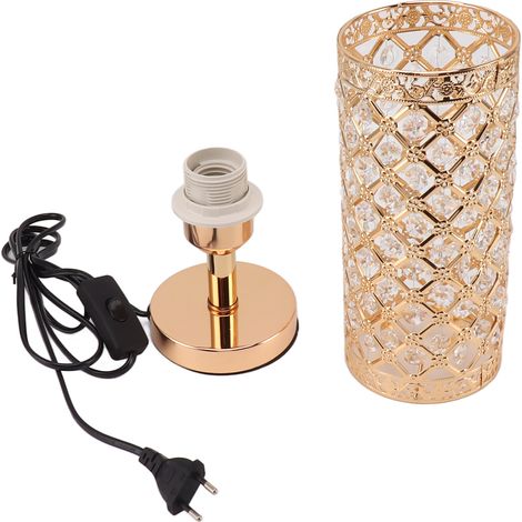Ortviai Lampe de table en cristal doré avec abat-jour diamant, douille E26, câble inclus – 32,5 cm (1/5)