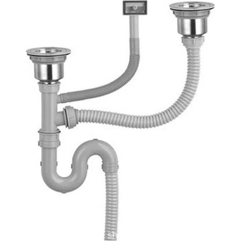 Vidage complet évier double évier inox, anti-odeur, anti-colmatage, diamètre de vidange 110mm (1/4)