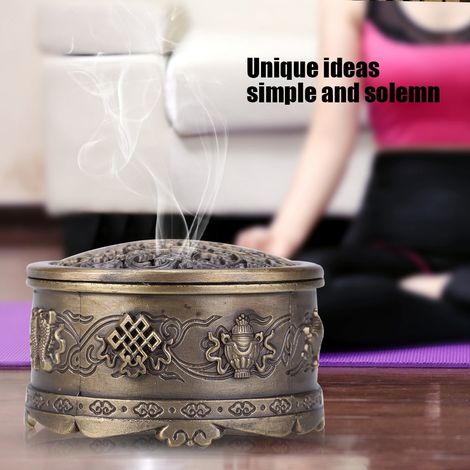 Brûle-encens rétro vert petit, porte-bâtons et cônes fumée retombante, déco maison, support fumigène vintage, taille compacte (1/5)
