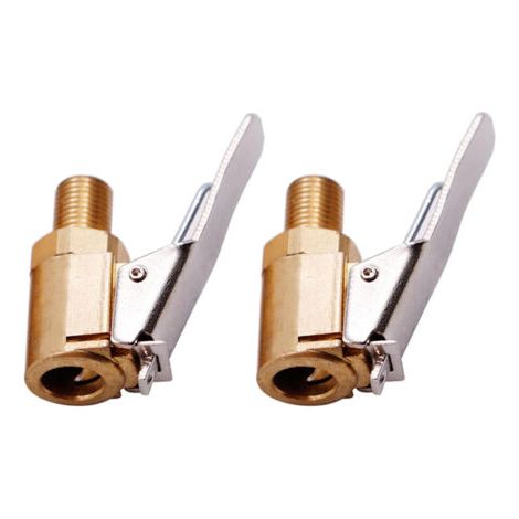 2 Pièce Adaptateur de Valve de Pneu de Voiture, 8 mm Pompe de Embout Laiton Gonflage Valve Clip Pince Connecteur Adaptateur pour Pneu de Voiture ou Camion, (1/4)