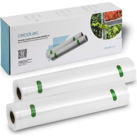 Cecotec 04072 Rollos Gofrados Set de 2 Rollos Grandes 28 x 600 cm Superficie Gofrada BPA Free (1/6)