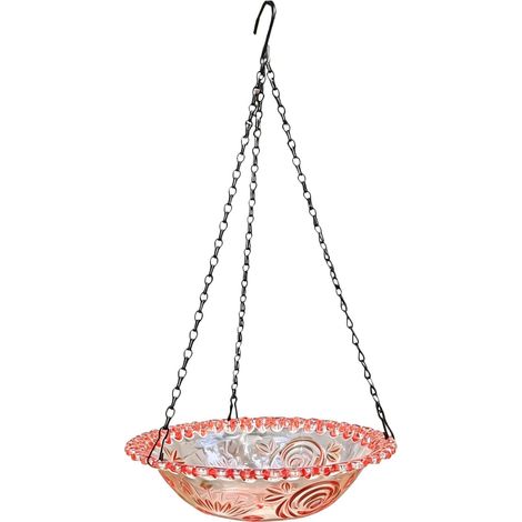 Bain d'oiseaux suspendu pour le jardin avec crochet en métal, design transparent et propre, attire les oiseaux sauvages petits oiseaux pour le jardin (1/5)