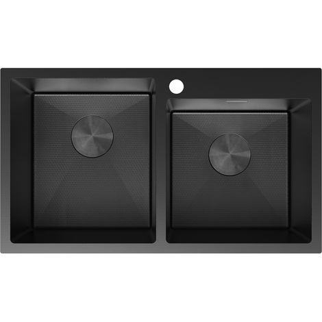 Mexen Xorin Edelstahlspüle 2-Kammer 780 x 450 mm, schwarz HC - 6441782000-70HC