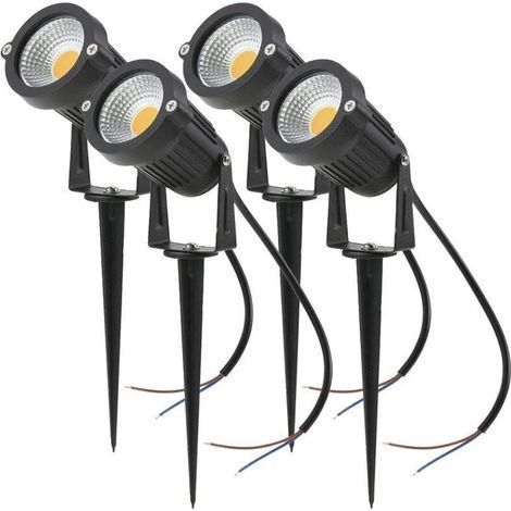 Lot de 4 Spot LED Cob 5W 220V Spots Jardin Orientables avec Piquet Luminaires Extérieur Jardin Terrasse(Blanc chaud) (1/5)