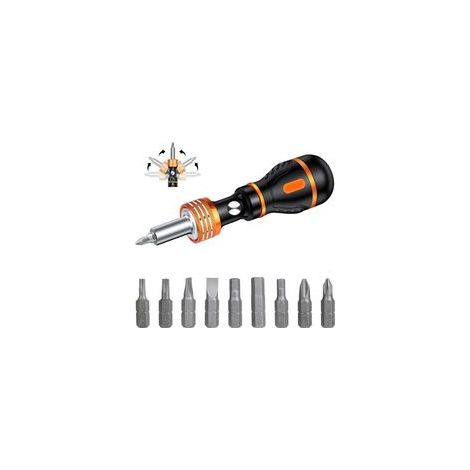 Magnetischer Ratschenschraubendreher, magnetischer Bit, kompakter Kurzschaftschraubendreher mit Bit-Etui, einstellbare Drehrichtung. – Crezuo