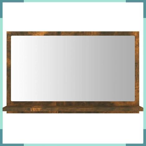Miroir de bain - 815636 - Chêne fumé - 60 x 10,5 x 37 cm - Bois d'ingénierie (1/5)