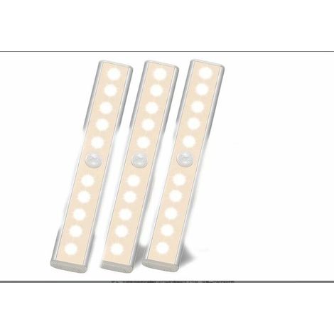 Lot de 3 lampes détecteur mouvement LED 10 LED sans fil adhésives armoire escalier (1/5)