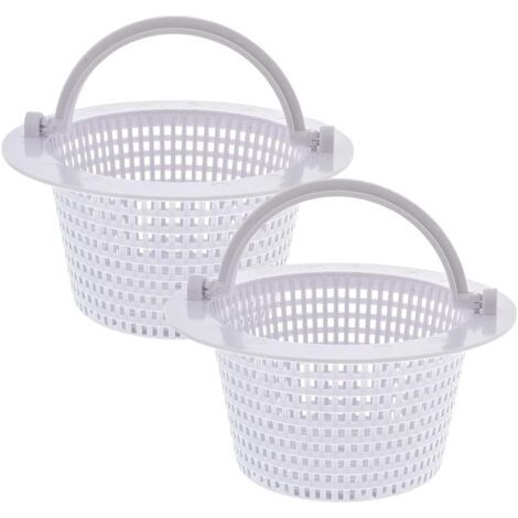 Runder Korb für oberirdischen Poolskimmer, mit Griff zum einfachen Entfernen, 2er-Pack – Durchmesser 16 cm – Weiß