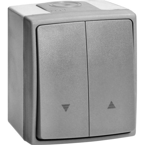 Interrupteur Volet Roulant - 2 Boutons - Thermoplastique - IP55 - Montage Saillie - Gris (1/5)