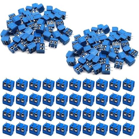 160 Pièces 2 Broches PCB Vis Connecteur, Bornier à Souder Bleu, 5mm Bornier à Vis de PCB Circuit Imprimé pour Arduino