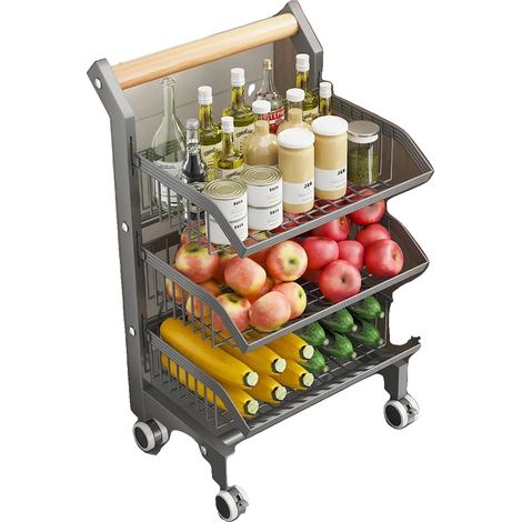 Carrito de cocina, estructura robusta, diseño que ahorra espacio, 3 niveles. (1/2)