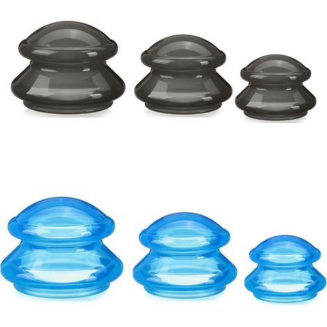 Silicone Cupping Cups, Contains 6 Cuppers (Blue + Black), Suitable for Most Body Parts, Can Promote Blood Circulation and Body Metabolism, and Contribute to Good Health (1/5)
