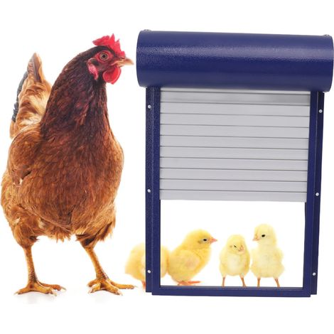 Porte automatique pour poulailler programmable en aluminium avec timer, sensor de lumière et contrôle à distance (3 modes) - Bleu (1/4)