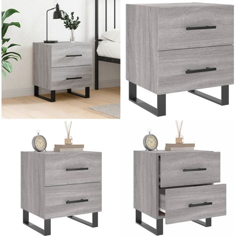 Nachttisch Grau Sonoma 40x35x47,5 cm Holzwerkstoff - Holz Nachttisch - Nachttisch mit Schubladen (1/5)
