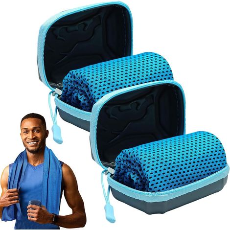 2 Kühltücher 80x30cm avec boîte pour sport Yoga Golf camping format compact (1/5)