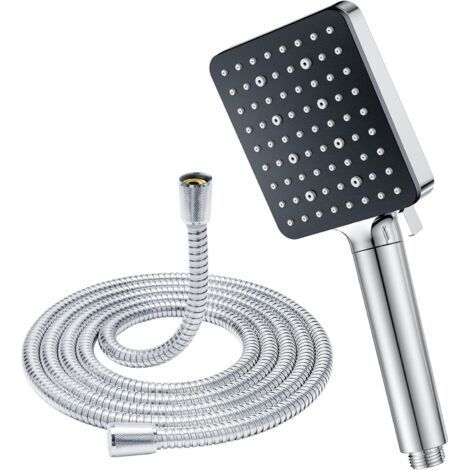 Pommeau de Douche avec Tuyau 1.5 m, YEAUPE PRO Pomme Douche Economie Deau avec 6 Modes, Filtre Pommeau Douche Carré (115 x 100 mm), Douchette Douche Salle de Bain Haute Pression Anti Calcaire, Chromé (1/5)