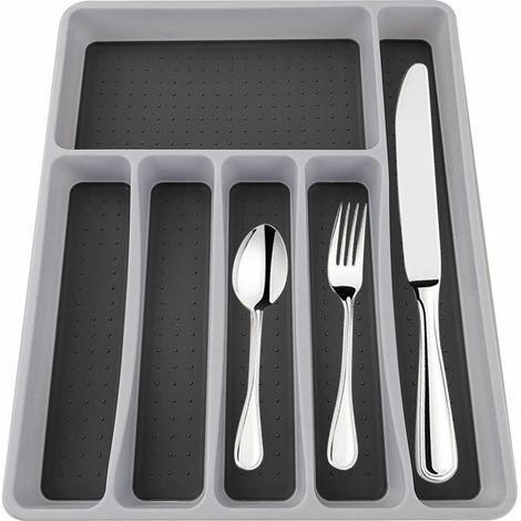 Tiroir boîte de rangement vaisselle plateau vaisselle rangement vaisselle cuisine Bureau salle à manger 6 pièces, modèle: gris 6 (1/5)