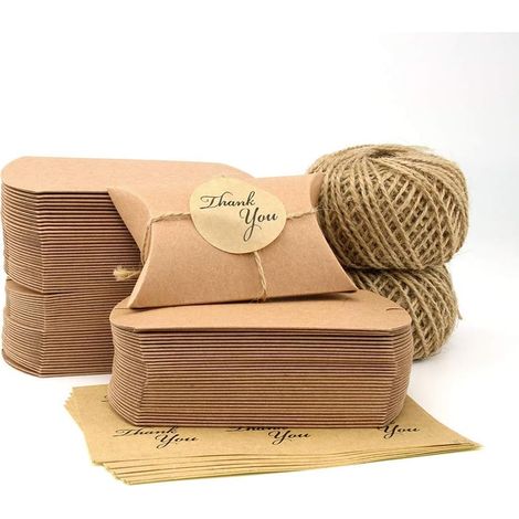 Boites Cadeaux Kraft, 120 Pièces Papier Cadeau Mini Boite de Bonbons Emballages de Cadeaux avec Autocollant pour Anniversaire Faveurs Mariage Sainte Nouvel an Noël Saint Valentin, 6 x 9cm (1/5)