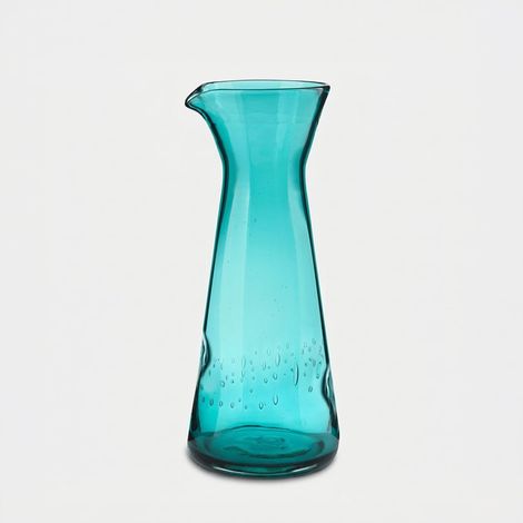 Carafe de table en verre soufflé 0,9 l Eolo - Turquoise (1/2)