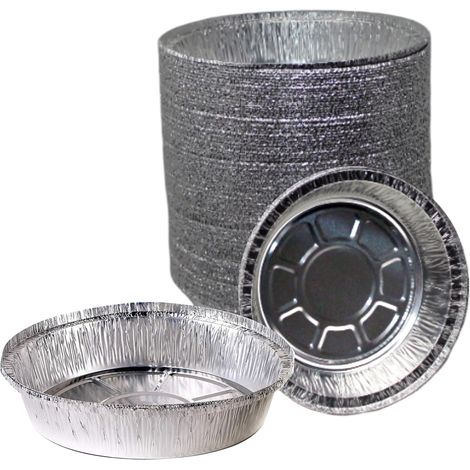 Juego de 2 bandejas redondas desechables de aluminio, 15 cm (6 pulgadas) - Recipientes metálicos desechables, perfectos para hornear, cocinar, catering, fiestas, pasteles y restaurantes (sin tapa) (1/5)