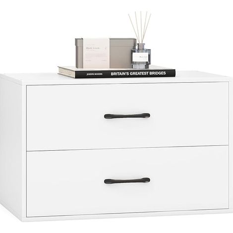 COSTWAY Organizzatore di Stoccaggio Impilabile con 2 Cassetti, Mobile Orizzontale con Kit Anti-Ribaltamento, Comò Multiuso per Soggiorno Studio Ufficio, 60x34x38 cm (Bianco) (1/5)