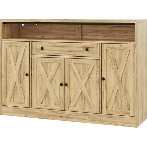 Aparador 140x35x95 cm de MDF natural con LED RGB y almacenamiento integrado - MEUBLIV (1/5)