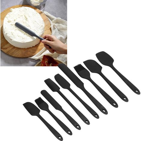 Set aus 9 Küchenutensilien aus Silikon, darunter ein Butterspatel, ein Marmeladenspatel und ein Kuchenspatel. (1/5)