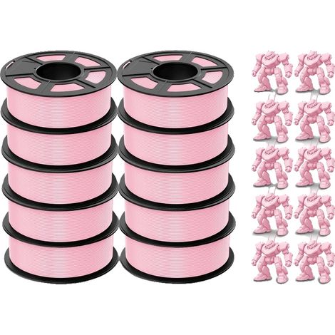 Filamento PLA per stampa 3D, diametro 1,75 mm, set da 10 pezzi, compatibile con stampanti FDM, PLAMT S-Rose 10pcs (1/2)