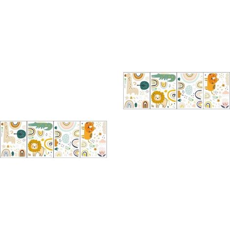2 Ensembles Autocollants Muraux Garçon Fille Décorations Adhésives Animaux Cartoon Lion Tigre Et Pour Chambre 4 Pièces 2 (1/5)