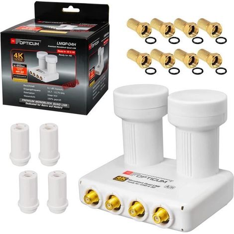 Monobloc LNB - HB DIGITAL - 0,1dB - 4 participants - 2 satellites - FULL HD 4K (1/4)