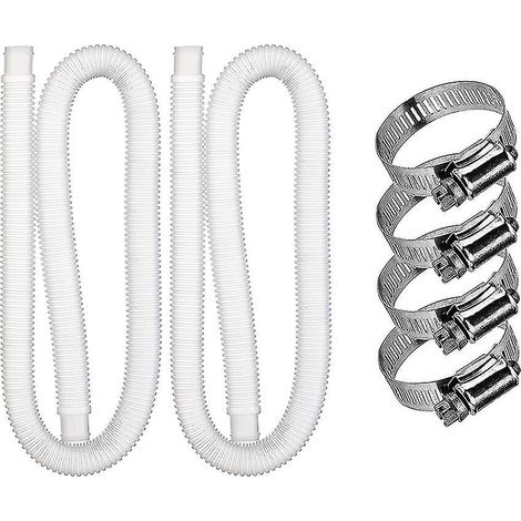 Pièce de rechange pour pompe de filtration de piscine : collier de serrage métallique pour tuyau de 1,5 m, tuyau double blanc à 4 boucles (1/5)