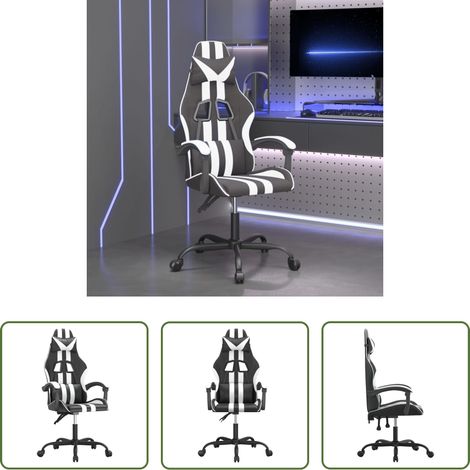 Gamingstuhl Drehbar - Gaming-Stuhl Drehbar Schwarz und Weiß Kunstleder (1/5)
