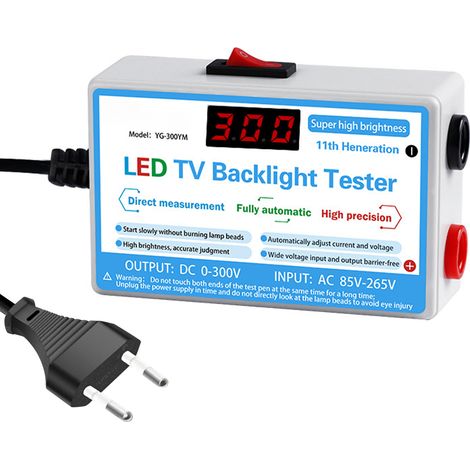 Testeur de rétroéclairage TV pour LED (0-300 V) avec écran LCD numérique et affichage numérique. (1/5)