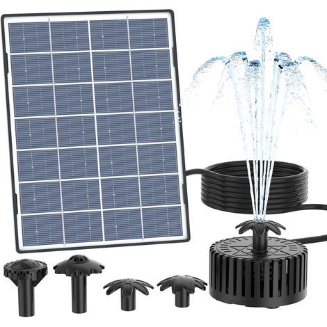 Solar Fountain, 4.5W Glass Panel, 4 Nozzles, 52cm Height, For Garden, Pond (1/5)