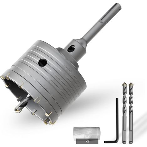 1 Scie cloche, 82 mm, carbure de tungstène, rallonge SDS-Plus, 110 mm, béton, brique