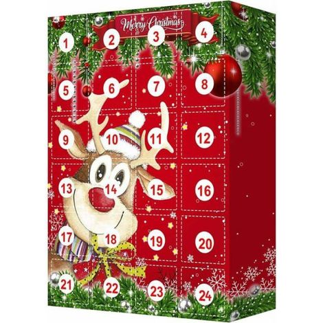 Calendrier de l'Avent de Noël Calendrier artistiqu, 24 jours Compte à rebours, Pendentif aléatoire Faveur surprise de Noël pour gar (1/4)