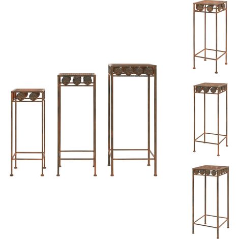 Pflanzenständer-Set 3-tlg. Vintage-Stil Metall Rostfarben - Blumenständer - Set - Vintage Stil - Metall - Rostfarben (1/5)