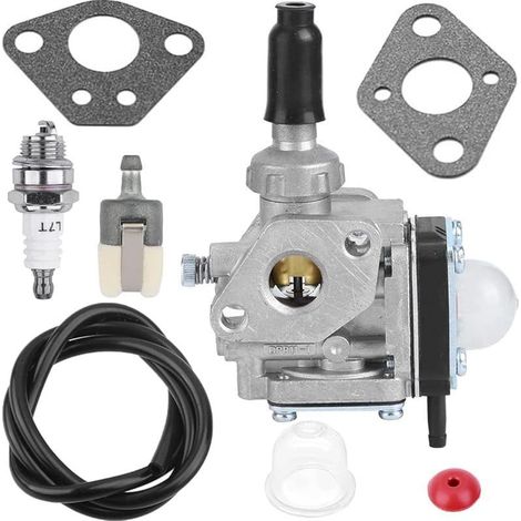 Vergaser-Reparatursatz für Kawasaki TH43 TH48 Rasenmähermotoren, Gartengeräte, mit Kraftstoffleitungsdichtung, Zündkerze und Motorteilen. (1/5)