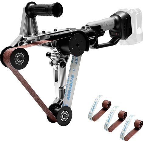 Ponceuse à Bande pour Tubes Compatible avec 18V, Machine de Ponçage avec Bande Abrasive 760 mm pour Ponçage, Polissage et Satinage, Grains 80/100/120 (Sans Batterie ni Chargeur) (1/5)