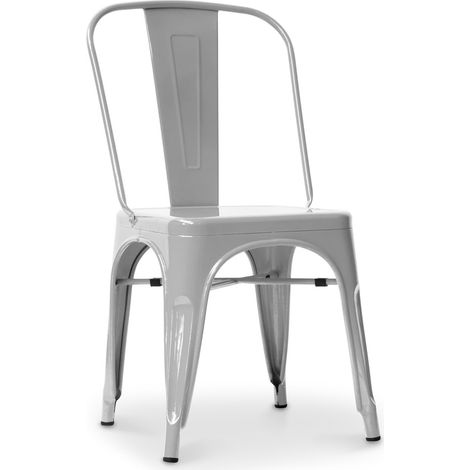 Chaise en acier de salle à manger - Design industriel - Nouvelle édition - Stylix Gris clair (1/5)