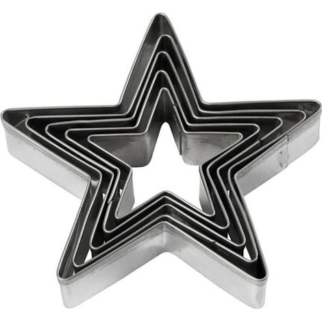 Emporte pièces - Inox - Étoiles - 5 pcs - Compatible lave-vaisselle - Découpoirs Noël