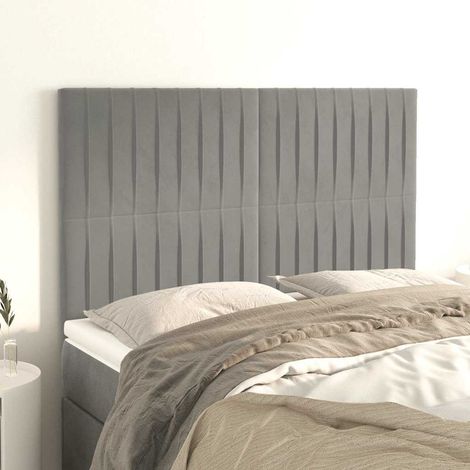Tête de lit en velours gris clair, hauteur réglable, 144 x 5 x 118/128 cm, 17.6kg - PANGIVO (1/5)