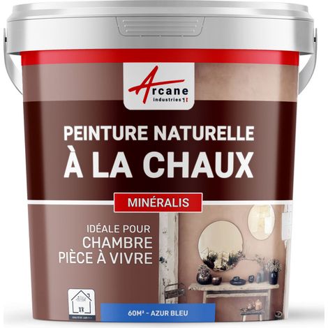 Natürliche Kalkfarbe für drinnen - MINERALIS - Azur-Blau - 60 m²-Kit, 2 x 5 kg